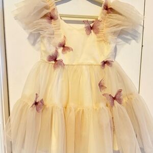 Ivory Tulle with Purple Butterfly Party Dress